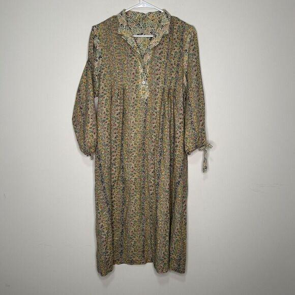 Vintage Anjac By Marc Needleman Dress Medium Floral Midi Cottagecore Praire - Picture 2 of 9
